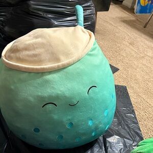 Cute Teal Boba Plush Pillow